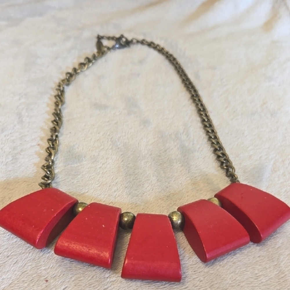 #209 Plunder Bold Red Geometric Statement Necklace - image 2